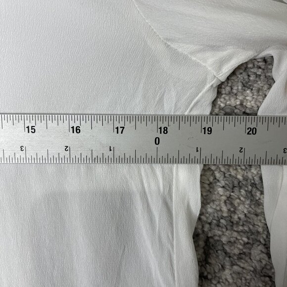 Mango Shirt Womens Medium White Valentin Tie Neck Long Sleeve Button Up Blouse - Picture 3 of 8